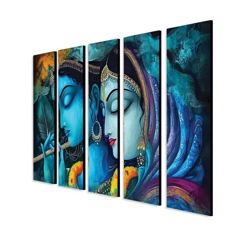 Neel Radha Madhav Wall Painting - Set Of Five media 5
