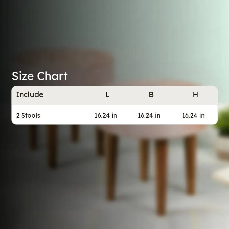 Pavex Sheesham Wooden Stools (Beige) - Set Of Two media 10