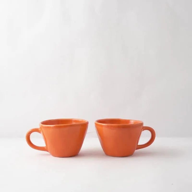 Vance Ceramic Coffee Mug (250 mL/Orange) - Set of Two media 3