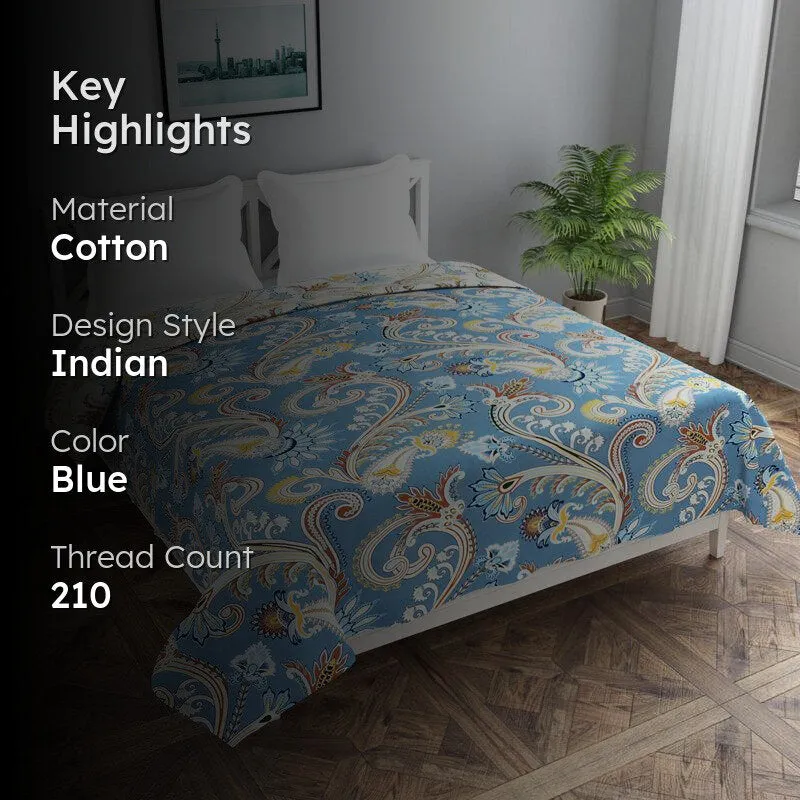 Rajput Weaves Ethnic Cotton Duvet Cover (Blue) - 210 TC media 2