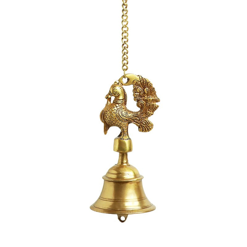Mayura Kala Hand-Etched Brass Hanging Bell media 3