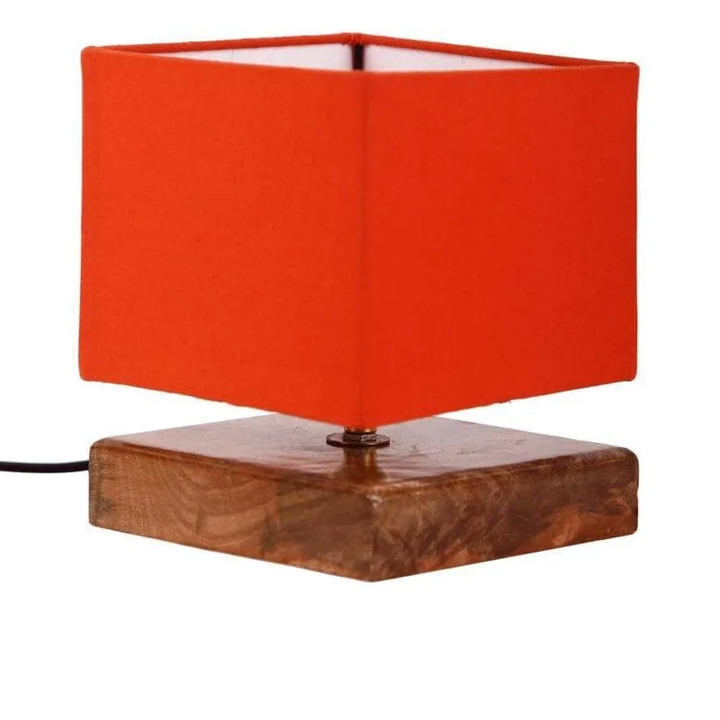 Solid Cusp Fabric Table Lamp - Orange,Brown media 4