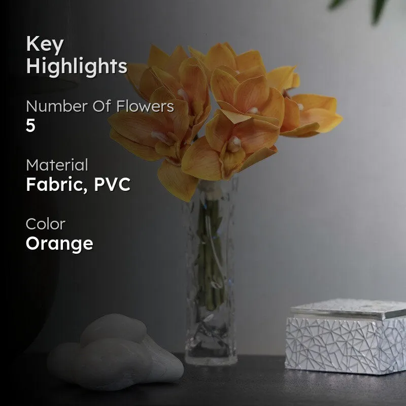 Styled Artificial Orchid Flower Bunches - Orange media 2