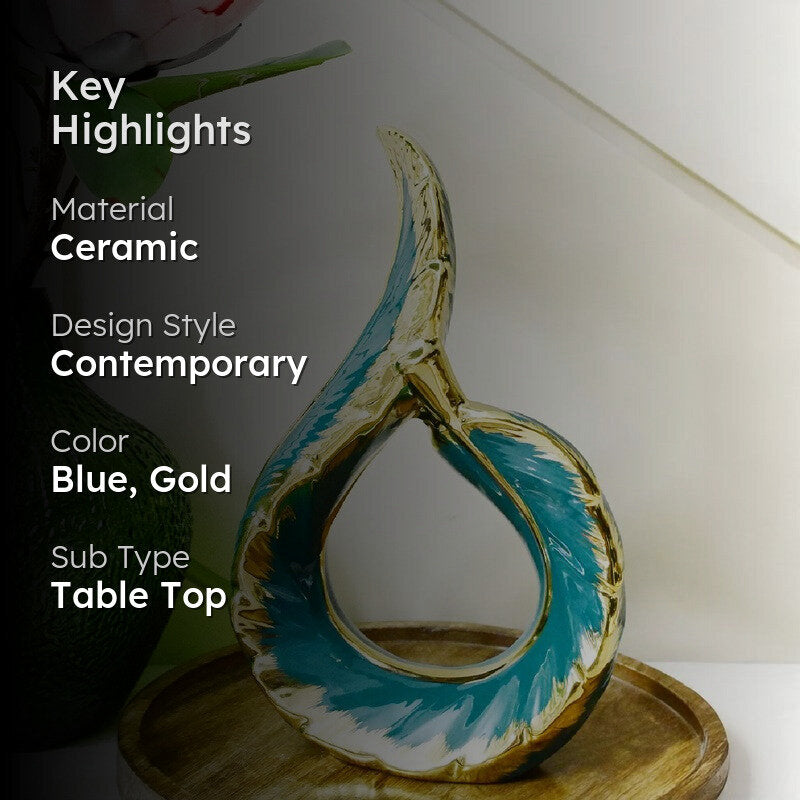 Zynera Emerald Curve Decorative Showpiece - Blue media 2