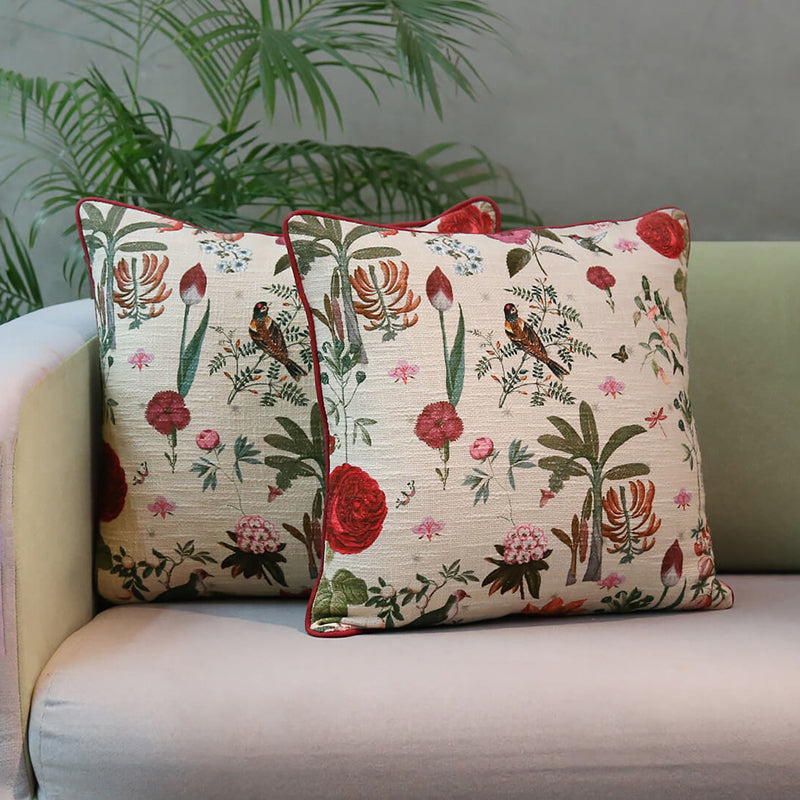India Circus Botanic Plume Printed Cotton Cushion Cover - Set Of Two media 3