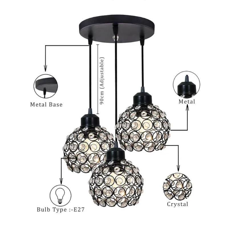 Lousie Crystal Ceiling Lamp - Black media 4
