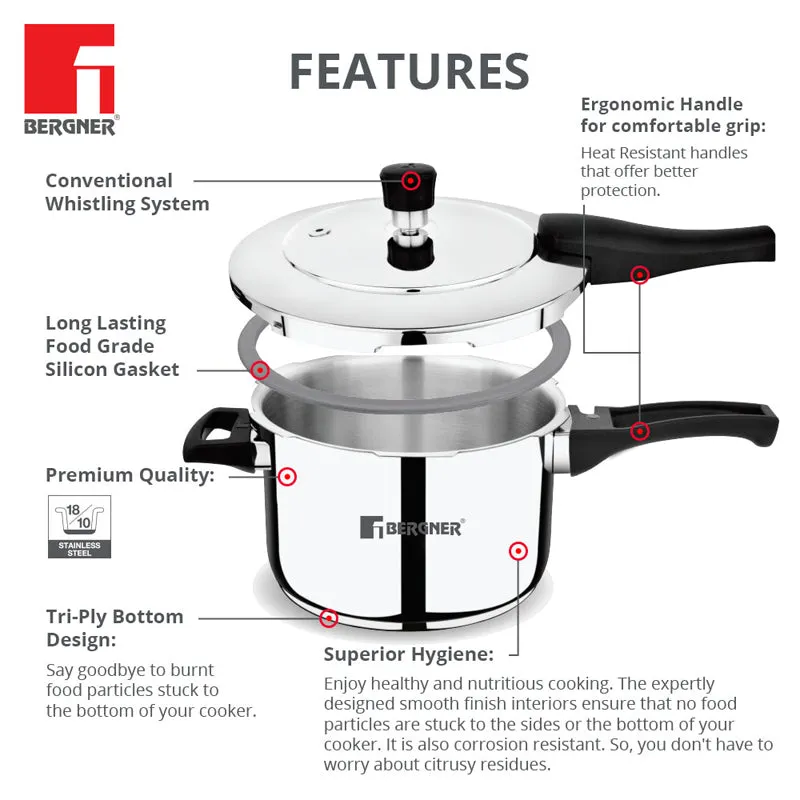 Bergner Induction Safe Pressure Cooker - 3500 ml/19 Inches media 5