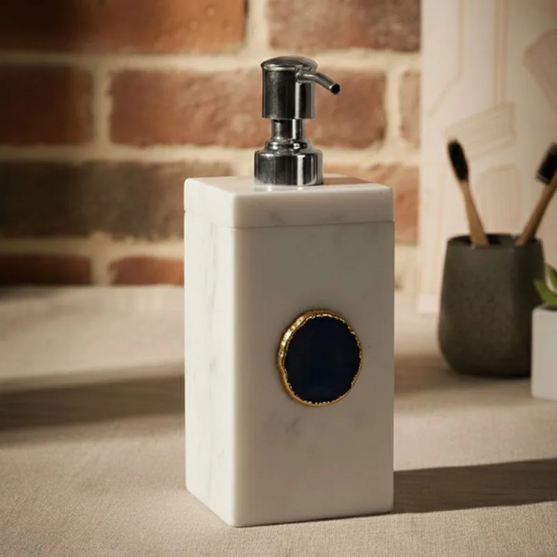 Kade Handcrafted Agate & Marble Soap Dispenser - Blue media 1