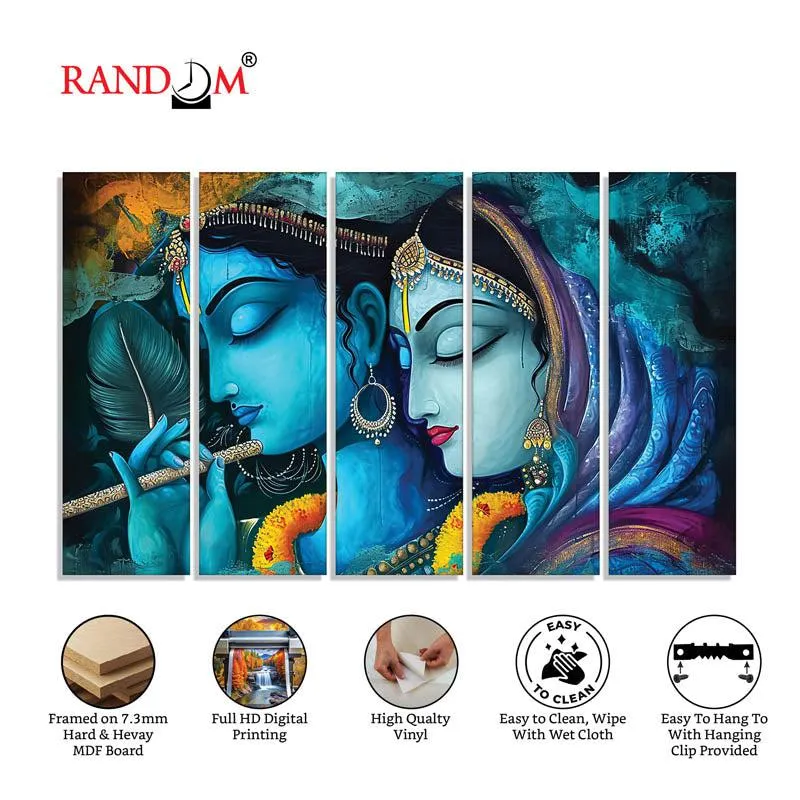 Neel Radha Madhav Wall Painting - Set Of Five media 6
