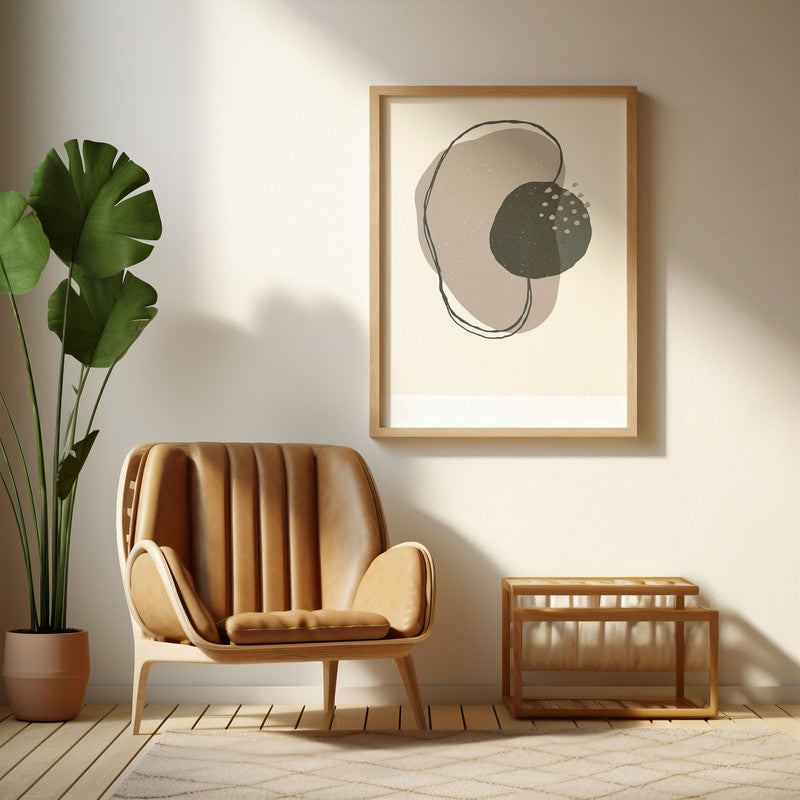 Amoeba Archival Canvas Wall Art - Natural Brown Frame