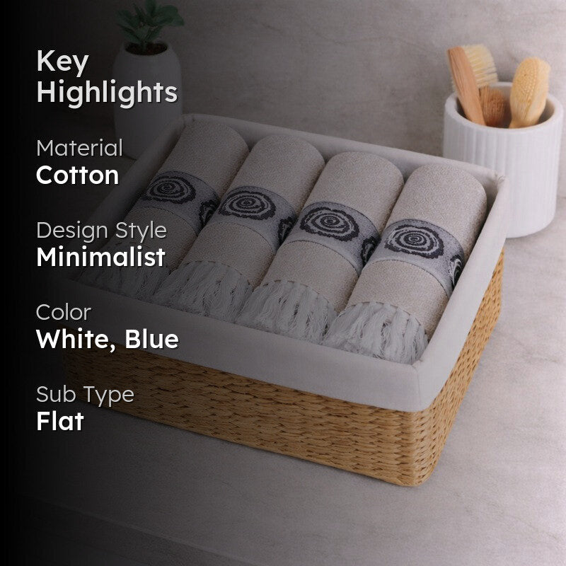 Rosette Cotton Hand Towel (Navy) - Set Of Four media 2