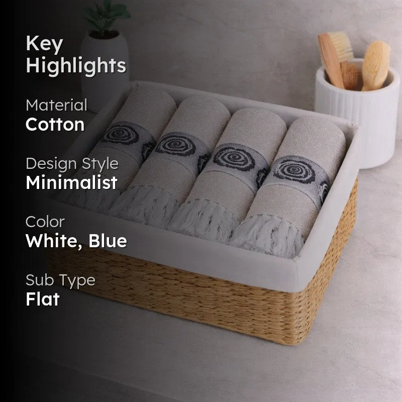 Rosette Cotton Hand Towel (Navy) - Set Of Four media 2