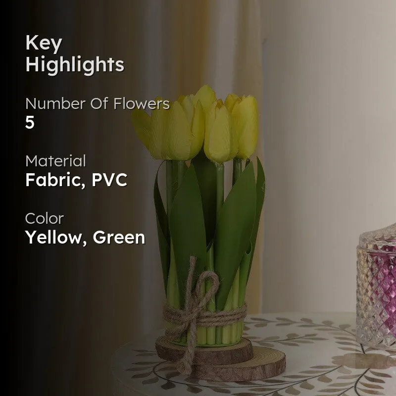 Realistic Artificial Tulip Bunch - Yellow media 2