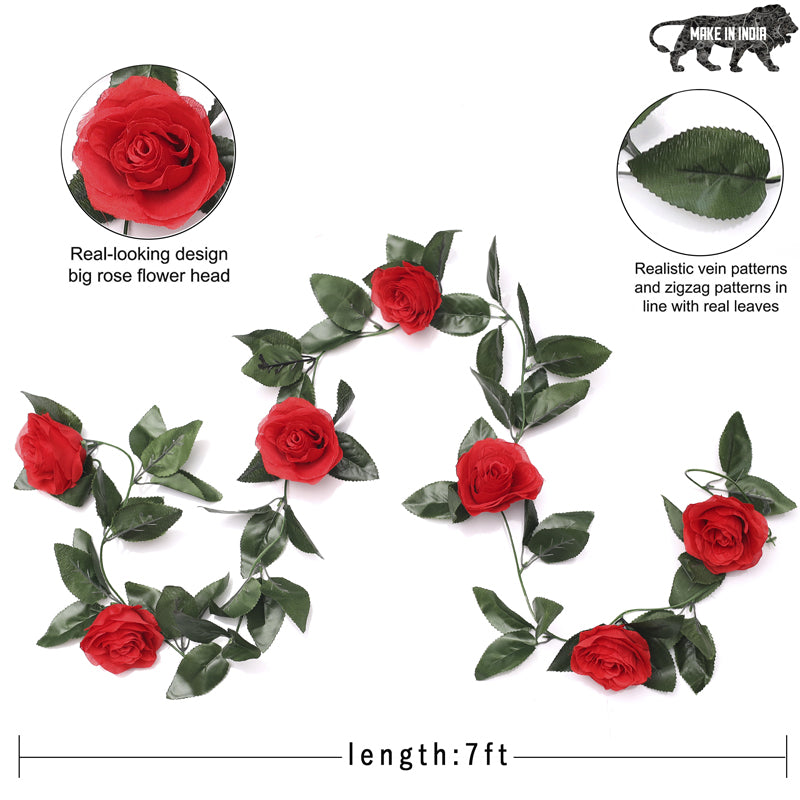 Fiora Artificial Rose Creeper (Red)  Set of Two media 7