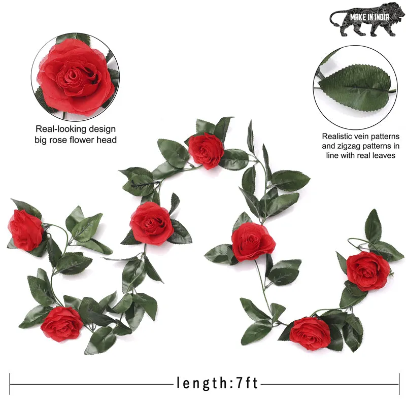 Fiora Artificial Rose Creeper (Red) Set of Two media 7
