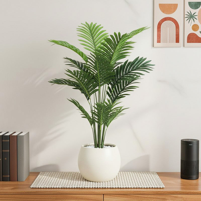 1.8 ft Greenora Artificial Palm Plant With Black Fiber Pot - 1.80 Feet