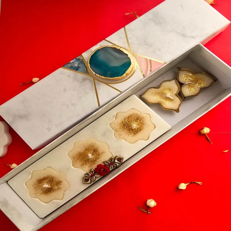 Sacred Glow Pooja Holders (Off White) - Set Of Three media 7