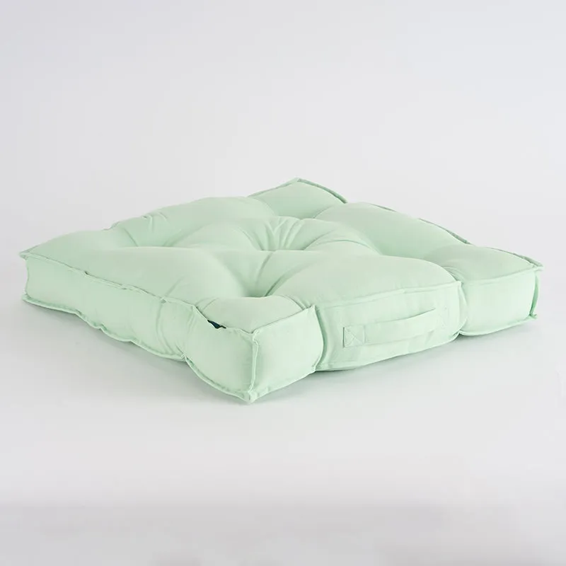 Cushflow Solid Cotton Floor Cushion (Green) - Set Of Four media 3