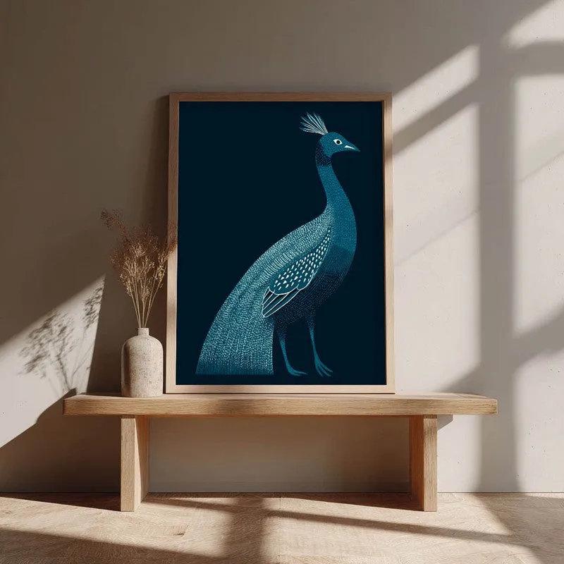 Peaceful Peacock Folk Art Canvas Wall Painting With Brown Frame media 8