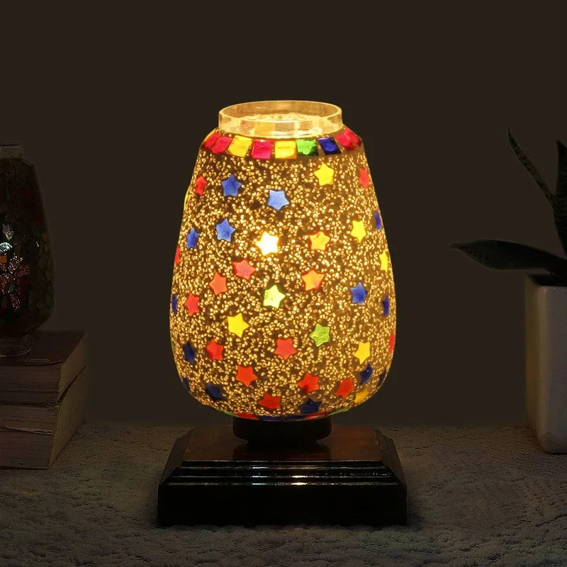 Novira Glass Table Lamp With Wooden Base - Multicolor media 1