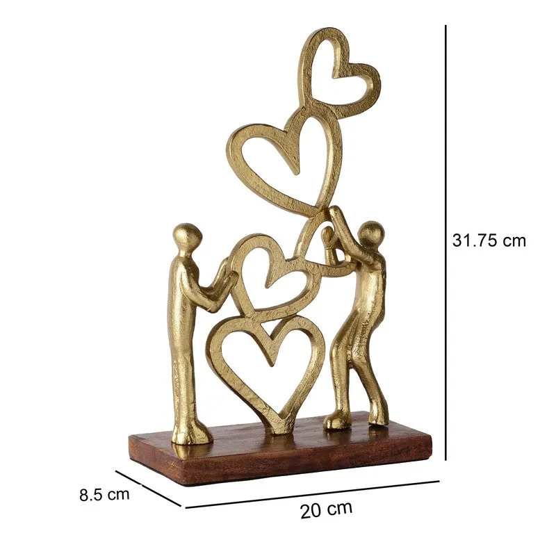 Heart Bloom Couple Aluminium Showpiece - Gold - 7