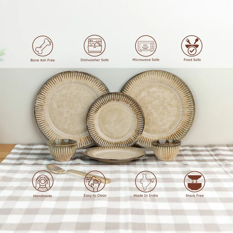 Rustic Beige Ceramic Dinner Set - 18 Piece Set media 6