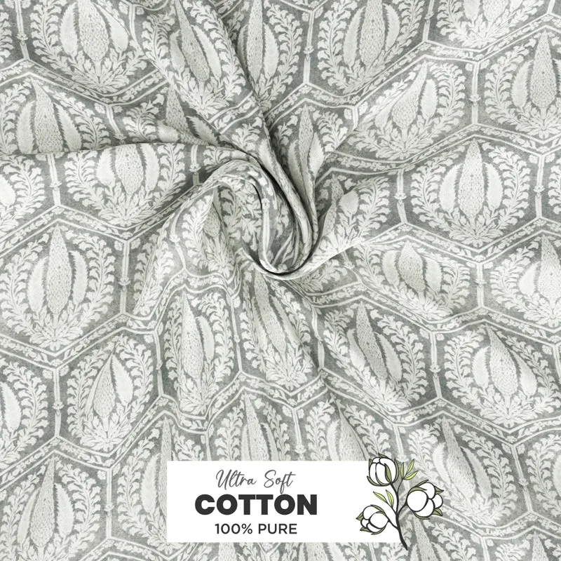 Palladium Cotton Bedsheet (Grey) - 144 TC media 5