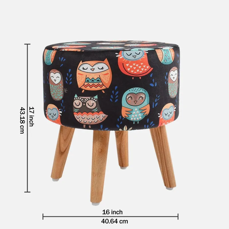 Avira Owl-print Velvet Ottoman - Multicolor media 7