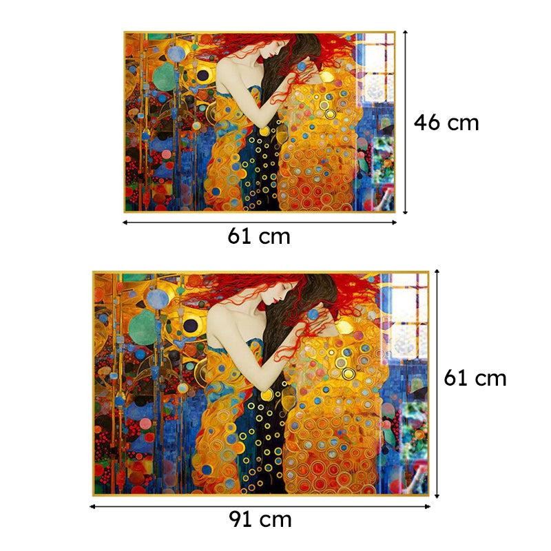 Woman In Colour Modern Canvas Wall Art With Frame - Gold media 7