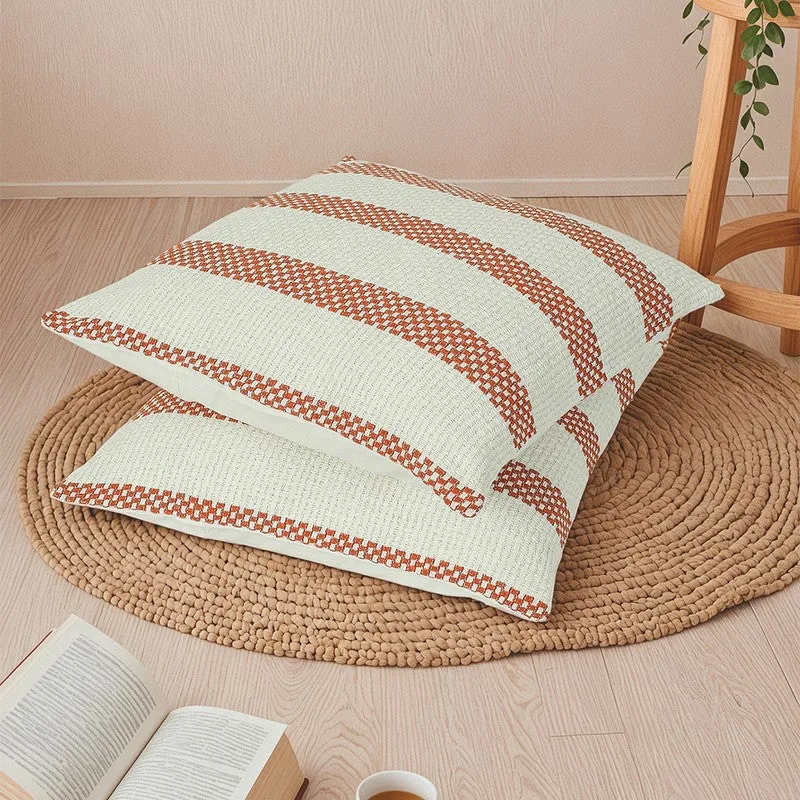 Zeyna Dream Cushion Cover (Orange,Grey) - Set Of Two media 1