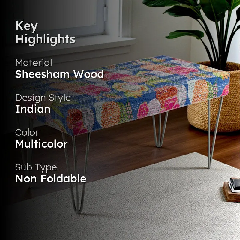 Exoro Sheesham Wooden Bench - Multicolor media 2