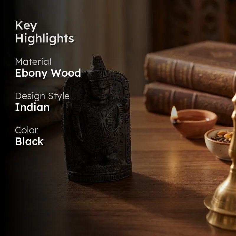 Sri Venkateswara Divine Ebony Wood Idol media 2