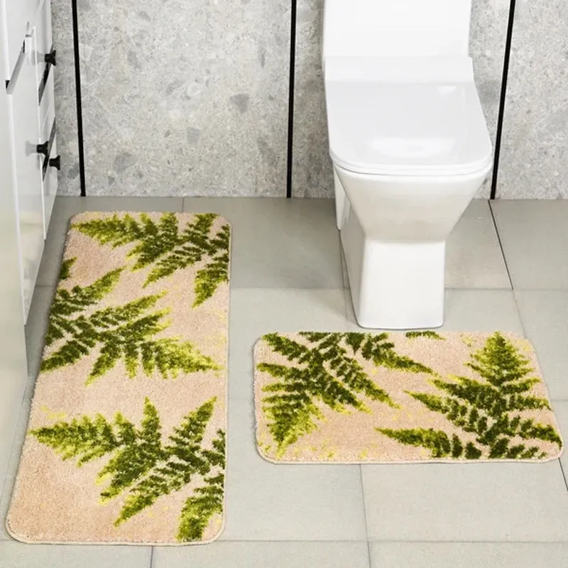 Saral Home Cedar Anti-Skid Bathmat (Beige) - Two Piece Set media 1
