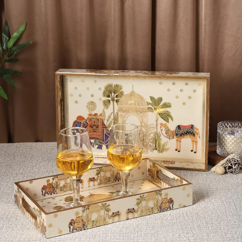 Rajvaha Wood Serving Tray (Large & Medium) - Set Of Two media 3