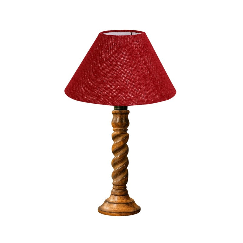 Elvane Aiven Wooden Table Lamp - Maroon media 5