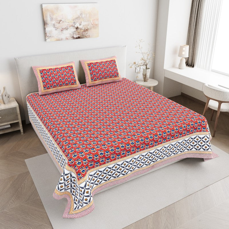 ImperialComfort Cotton Bedsheet (Red) - 144 TC