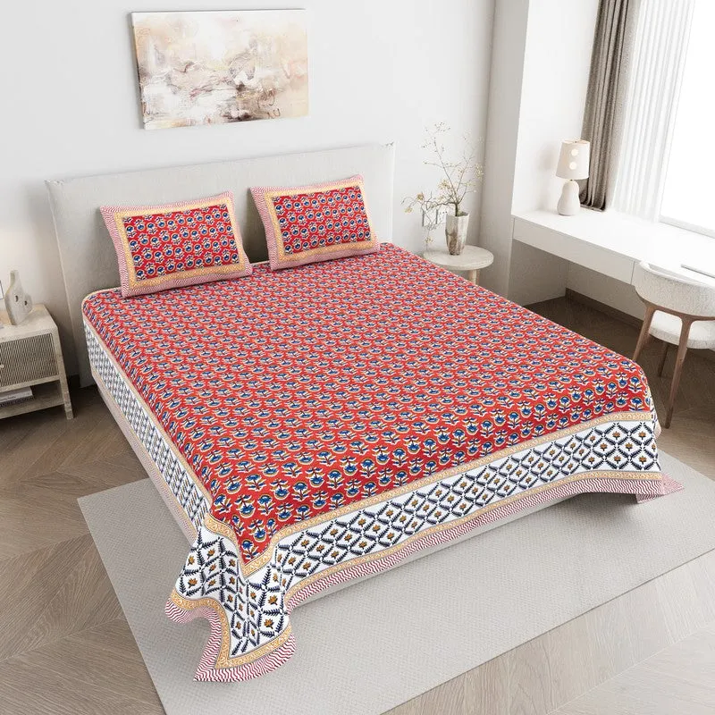 ImperialComfort Cotton Bedsheet (Red) - 144 TC media 1