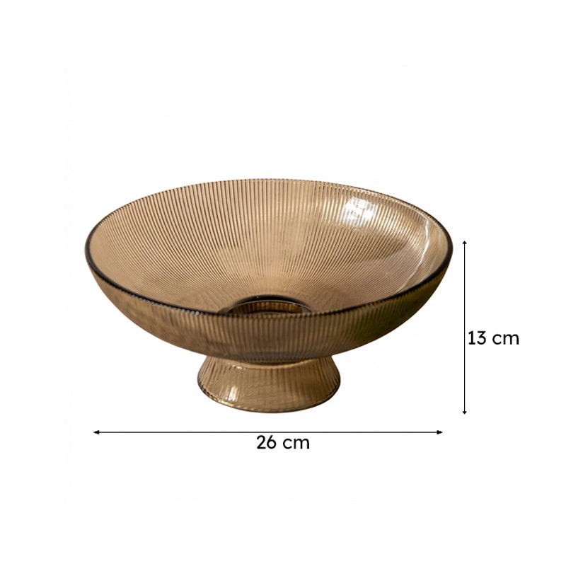 Ribbed Glass Fruit Bowls - Brown media 6