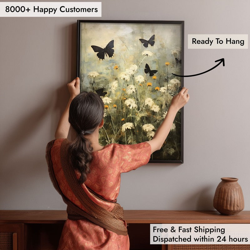 Black & White Butterfly Wall Art - Black Frame media 6
