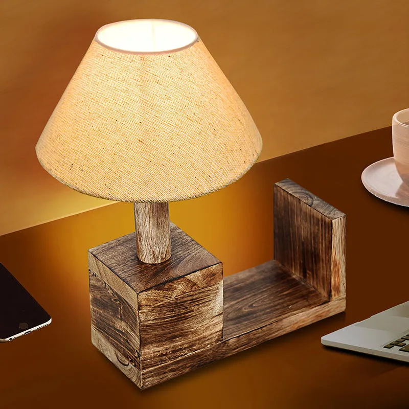 Sentry Fabric Table Lamp - Beige,Brown media 1