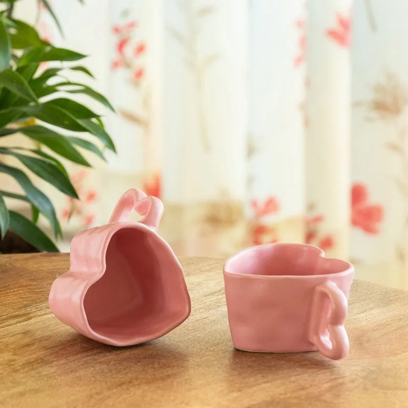 Heart Ceramic Coffee Mug (250 mL Each) - Set Of Two media 2