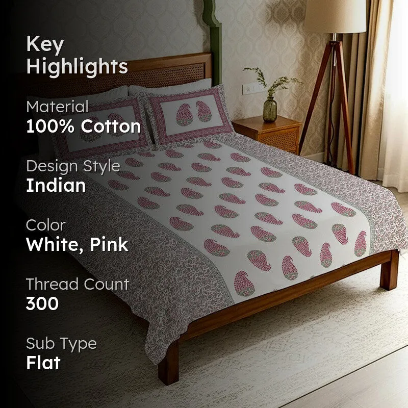 Urban Space Classic Minimal Cotton Bedsheet (Rose Pink) - 300 TC media 2