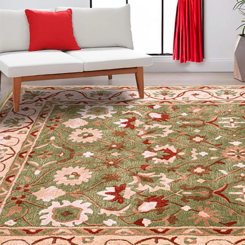 Ahriman Hand Tufted Ethnic Wool & Nylon Carpet - Green media 3