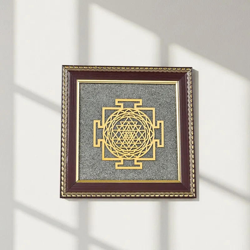 Sri Yantra Divine Pyrite & Wood Wall Art media 8