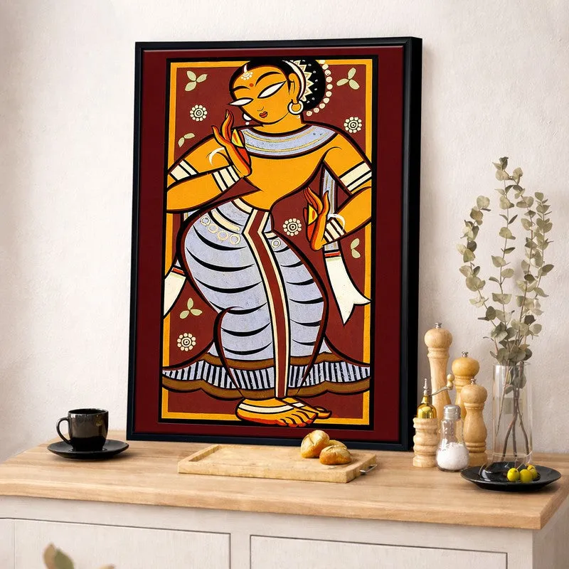 Indian Folk Canvas Wall Painting With Frame media 4