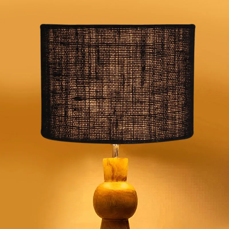 Angler Jute Wooden Table Lamp - Black,Brown media 4
