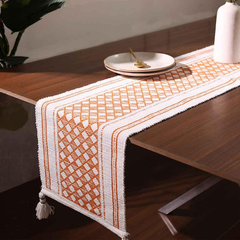 Diamond Tasseled Cotton Table Runner media 7