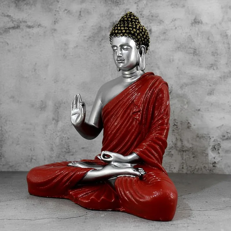 Sacred Aura Buddha Marble Idol - Maroon media 4
