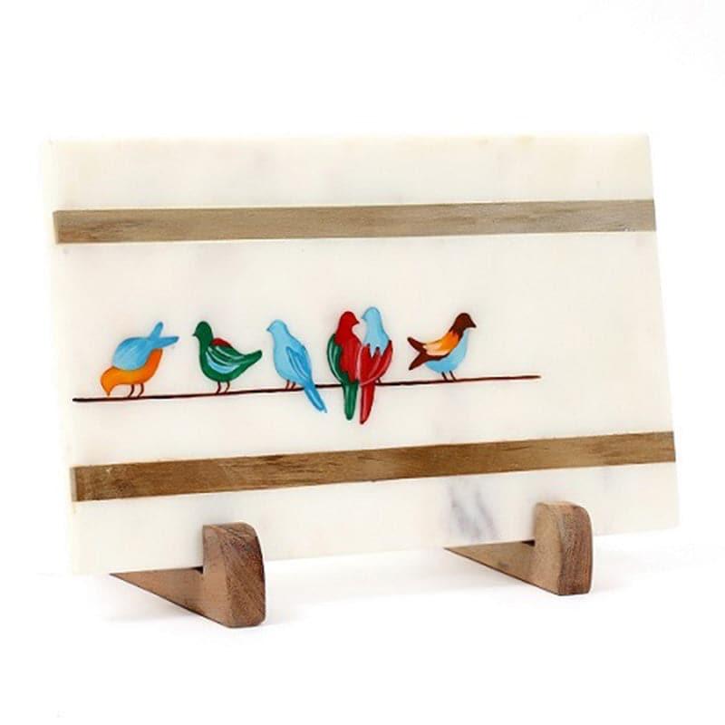 Chirpy Flock Hand Painted Marble Showpiece media 3