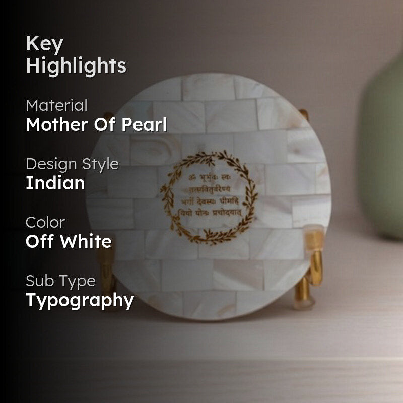 Nacre Gayatri Mantra Mother Of Pearl Showpiece media 2